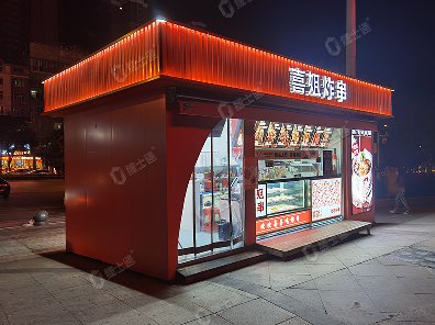 捷士通生產(chǎn)的炸串商亭售賣亭是一個(gè)尺寸為3乘6米的商業(yè)設(shè)施，專門用于銷售炸